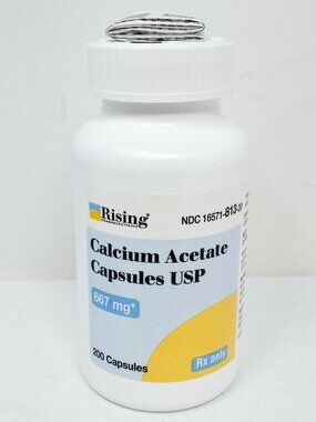 Calcium Acetate 667mg Capsules USP (200 Capsules) NEW & SEALED